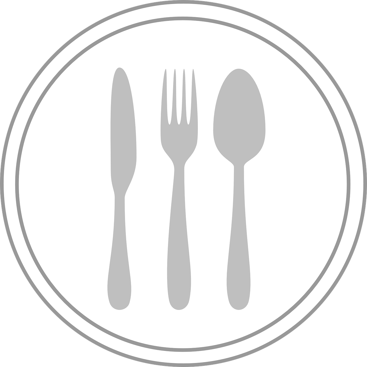 icon of plate with silverware on top of it